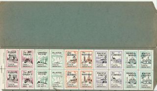 1938 Canadian Pacific Railway Travel Series 2 Panes Of 20 In Booklet Cinderellas