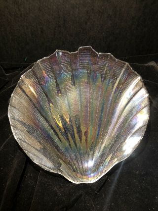 Glass Sea Shell Plate Serving Seafood Platter Clear Iridescent Shell Plate 2