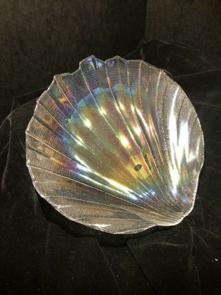 Glass Sea Shell Plate Serving Seafood Platter Clear Iridescent Shell Plate 3