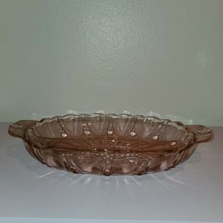 Vintage Pink Depression Glass Candy Dish Bowl Art Deco Style