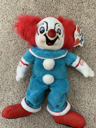 Vintage Bozo The Clown Plush Stuffed Toy Ornament W/ Tag Aurora 1999 W/hang Loop