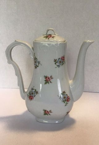 Princess House Rose Garden Coffee Tea Pot Fine Porcelain Floral