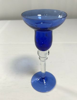 Vintage Clear Blue Glass Vase Display Collectible Decoration Table Top Decor