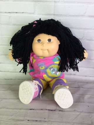 Vtg Coleco Cabbage Patch Kids Doll Designer Line Asian Girl Black Yarn Hair 1989