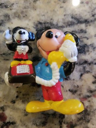 Vintage Applause Disney Mickey Mouse On Mickey Phone Telephone 2 " Pvc S/h