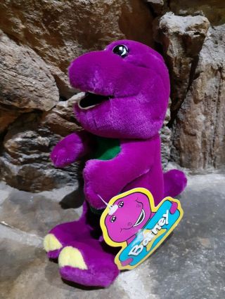 1993 The Lyons Group - 10.  5 " Tall Plush Barney The Purple Dinosaur (with Tags)
