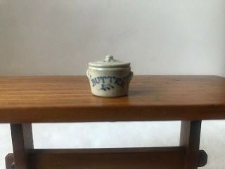 Igma Artisan Jane Graber Miniature Stoneware Lidded Butter Crock 1998 1:12