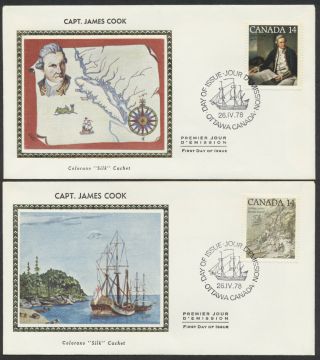 1978 763 - 764 Captain James Cook Fdcs,  Colorano Silk Cachets,  Ottawa