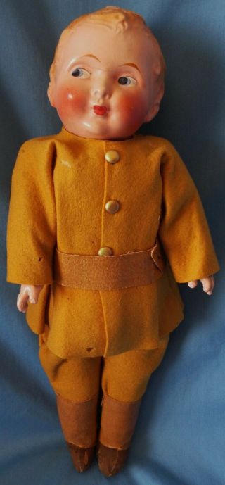 Averill/madame Hendren 1917 Antique Wwi Doughboy Soldier 15” Composition Doll