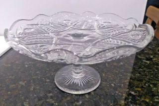 Vintage American Brilliant Crystal Cut Glass Compote Candy Nut Dish Desert Stand