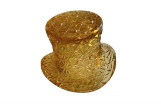 Vintage Fenton Amber Daisy Button Top Hat Toothpick Holder Depression Glass 3x4i
