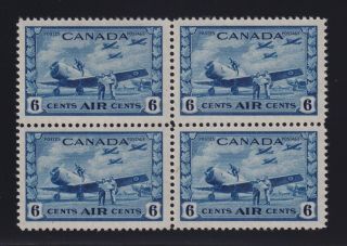 Canada Sc C7 (1942) 7c Deep Blue Airmail Block Of 4 Vf Nh Mnh