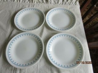 Vintage Corelle Blue Snowflake Garland Set Of 4 Dessert Plates 6 3/4 Inches