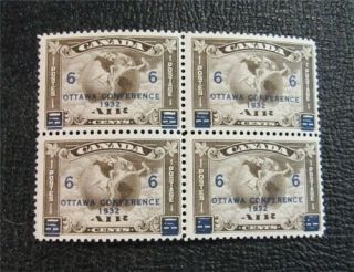 Nystamps Canada Air Mail Stamp C4 Og Nh $285 Block Of 4 D18x2218