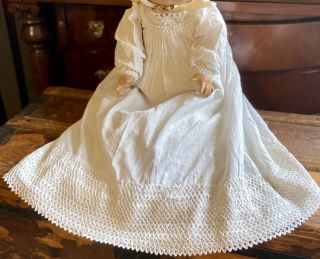 Gorgeous Antique Cotton Dress For 20” French / German Bisque Baby Doll
