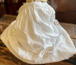 Gorgeous Antique Cotton Dress For 20” French / German Bisque Baby Doll 3