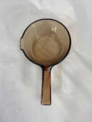 Vintage Corning Pyrex Vision Ware 1l Amber Glass Sauce Pan With Pour Spout Usa