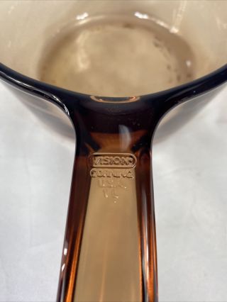 Vintage Corning Pyrex Vision Ware 1L Amber Glass Sauce Pan with Pour Spout USA 2