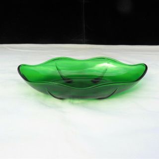 1 Anchor Hocking Mid Century Forest Green Glass Oval Bowl