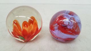 2x Caithness Moon Crystal Scotland Unbranded Flower Paperweight Ap