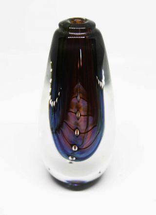 Signed Art Glass Burch Teardrop Vase Paperweight 1989