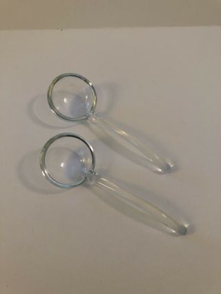 Vintage Set Of Two Glass Ladles Small 4.  75 Inch Condiment Ladle