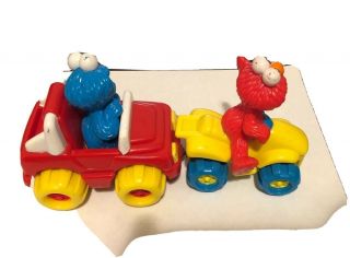 1997 Tyco Sesame Street Elmo 4 Wheeler & Cookie Monster Jeep - Magnetic Connect