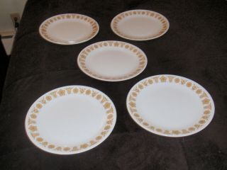 Vintage Corelle Five (5) 10 " Dinner Plates Butterfly Gold