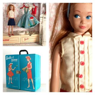 Vtg Mattel 1964 Barbie Skipper Blue Carrying Case Trunk Suitcase 60s Doll Toy