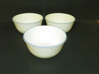 Corelle Corning Classic Cafe Blue Set Of 3 Soup Salad Cereal Deep 6.  25 " Bowls