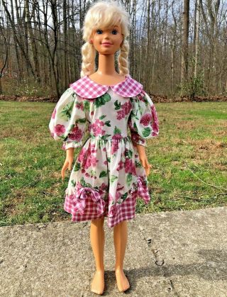 Vintage 1992 My Size Barbie 2517 Mattel 3 Feet Tall Country Dress Blond