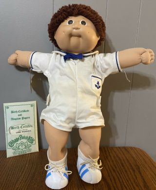 Vintage Cabbage Patch Boy Brown Hair,  Brown Eyes.  Sailor Outfit