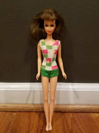 Vintage Brunette Francie Barbie Doll Bendable Legs With 1130 Swimsuit