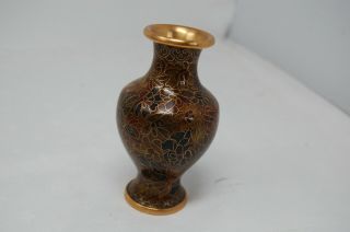 Small Vintage Cloisonne Style Enamelled Vase 11cm 4 3/8 " Very Pretty