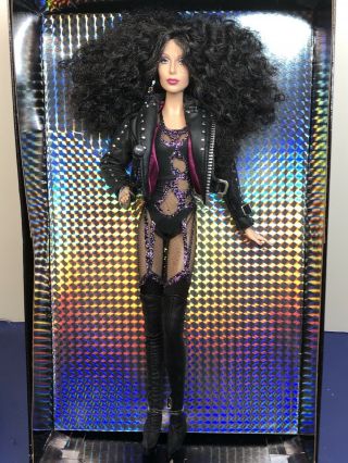 12” Mattel Barbie Doll Cher By Bob Mackie Black Label Fierce Leather Jacket Mib
