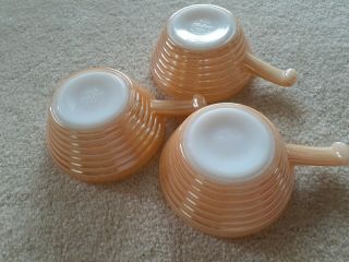 Vintage Fire King Oven Ware Handled Soup Chili Bowl Bee Hive Peach Luster Set 3