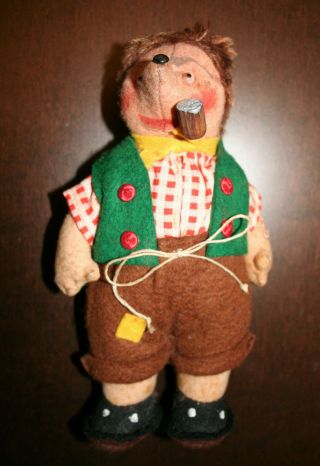 Vintage " Steiff " Mecki Hedgehog Doll 7 " Alpine Clothes Pre - War Germany W/ Pipe