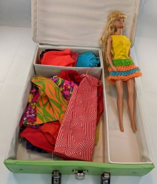 Vintage 1968 World Of Barbie Doll Case By Mattel With 1,  1966 Barbie And Clothes