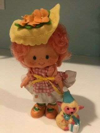 Rare 1980s Strawberry Shortcake Peach Blush Doll W Pet Melonie Belle