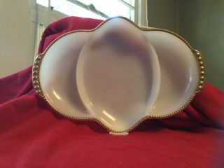 Fire King Vintage Relish Dish White With Gold Trim 50s - 60s Collectible