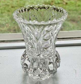 Zajecar Hand Cut Lead Crystal Bud Vase Toothpick Holder Made In Yugoslavia