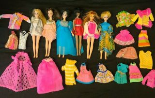 6 Vintage 1970s Topper Dawn Doll Small Fashion Dolls With Clothes Hong Kong