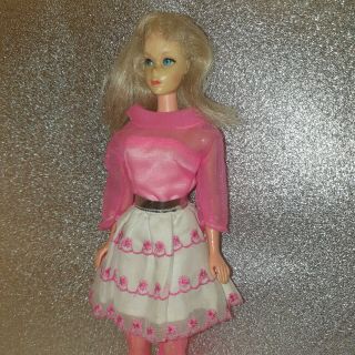 Vintage 1969 60s Mattel Barbie Doll In Stunning Pink & Silver Outfit