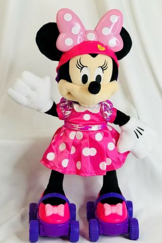 Disney 17 " Roller Skating Minnie Mouse Talking Singing Toy Hot Pink & Black Toy