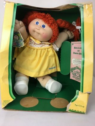 Vintage 1983 Cabbage Patch Kids Doll Red Hair Blue Eyes Braids Coleco