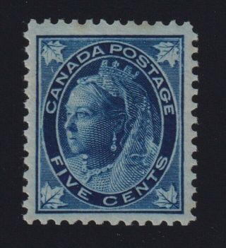 Canada Sc 70 (1897) 5c Blue On Bluish Paper Victoria Maple Leaf Vf Nh