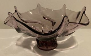 Vintage Purple Amethyst Swirl Glass Bowl