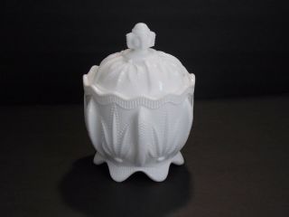 Vintage White Milk Glass Covered Candy Dish With Lid
