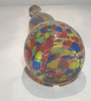 Hand Blown Confetti Striped Swirl Art Glass Flute Vase 14 