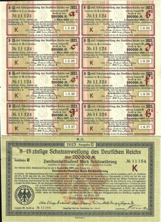 1923 German Inflation Bond,  200,  00 Marks